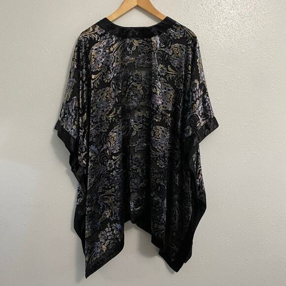 J. Jill Velvet Burnout Kimono Cardigan Size XL 3X Fairy Grunge Whimsical Moody - Picture 2 of 7